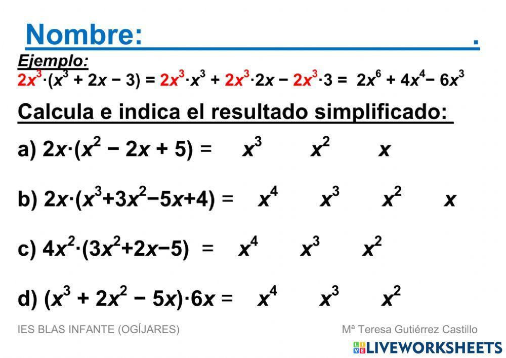 Producto de un monomio por un polinomio