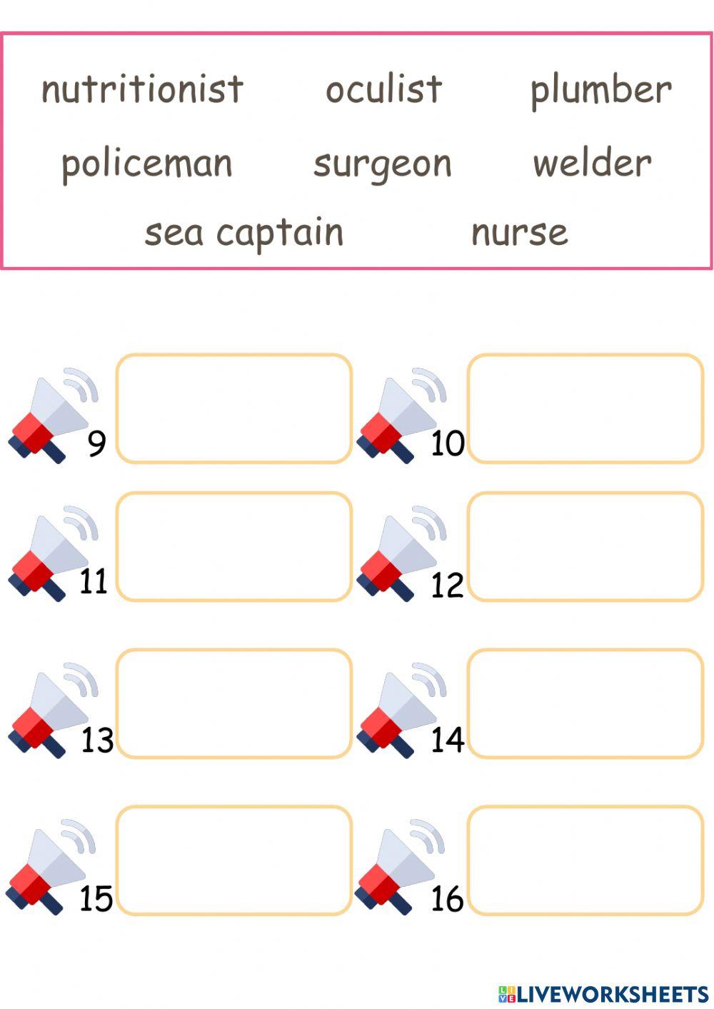 Drag and drop job words.