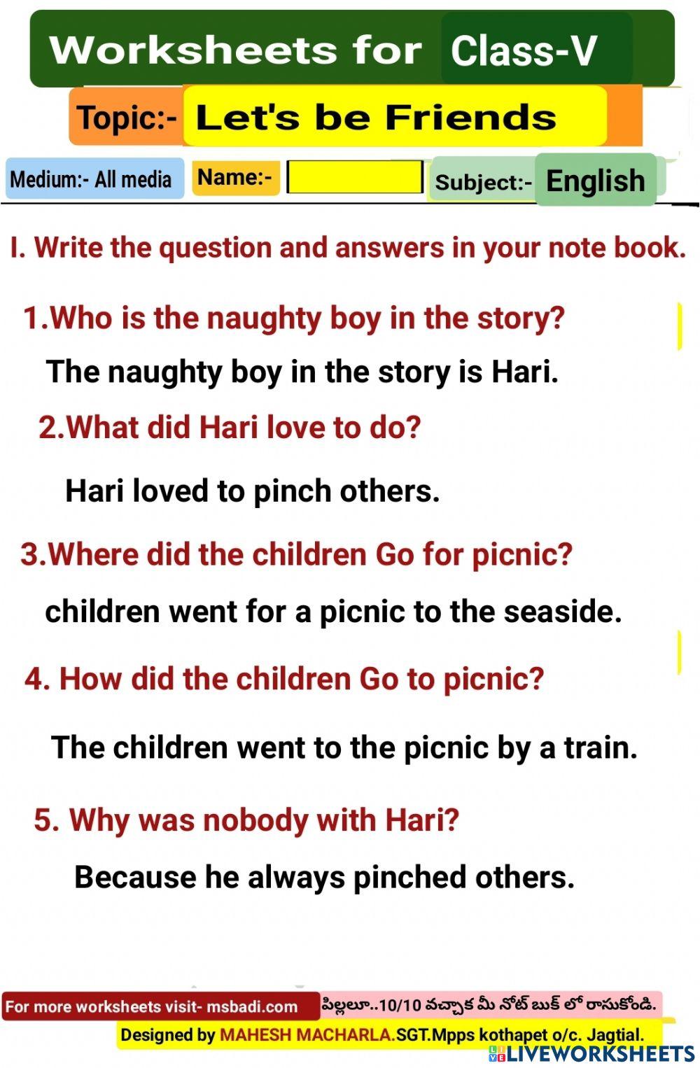 5th let's be friends 1-3