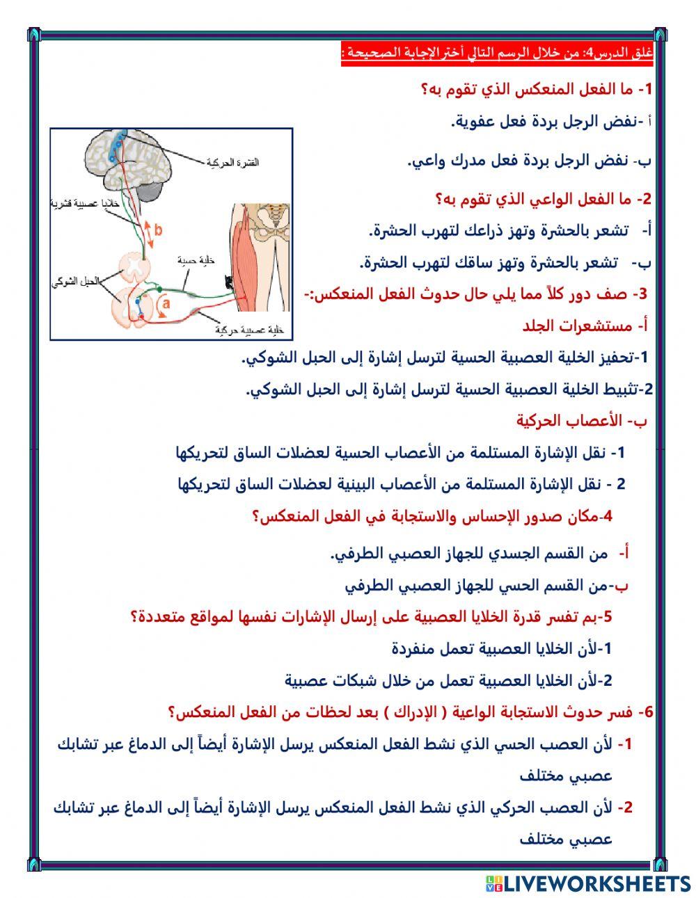 غلق درس المستقبلات وأعضاء التنفيذ
