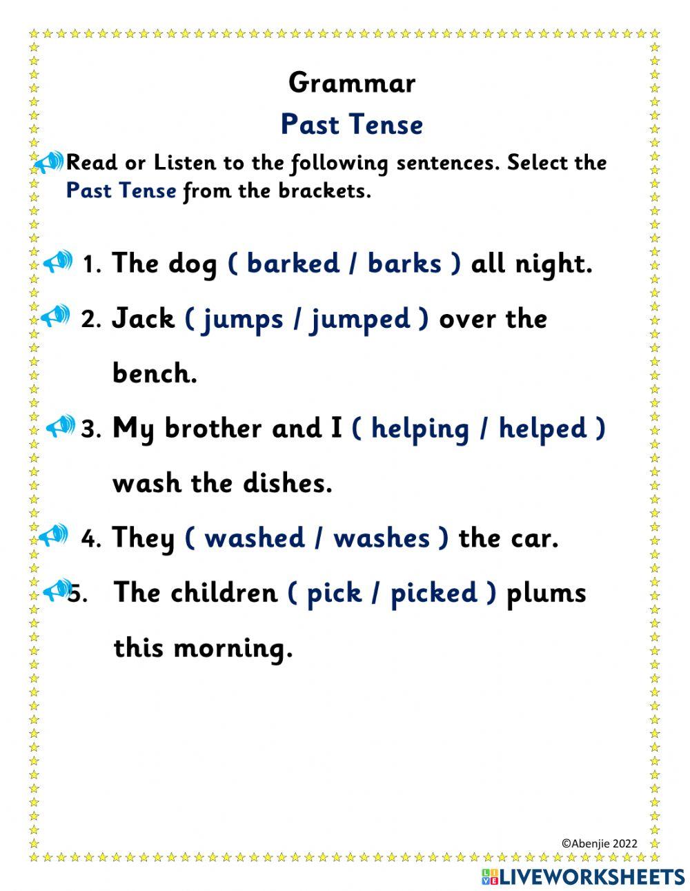 Past Tense Past Tense
