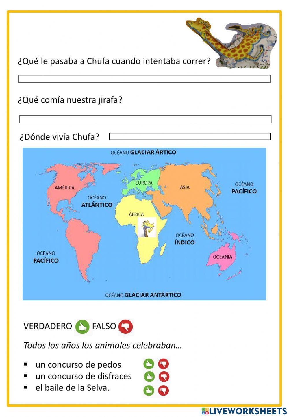 Comprensión cuento las jirafas no saben bailar
