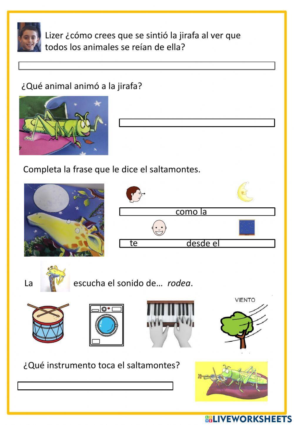 Comprensión cuento las jirafas no saben bailar