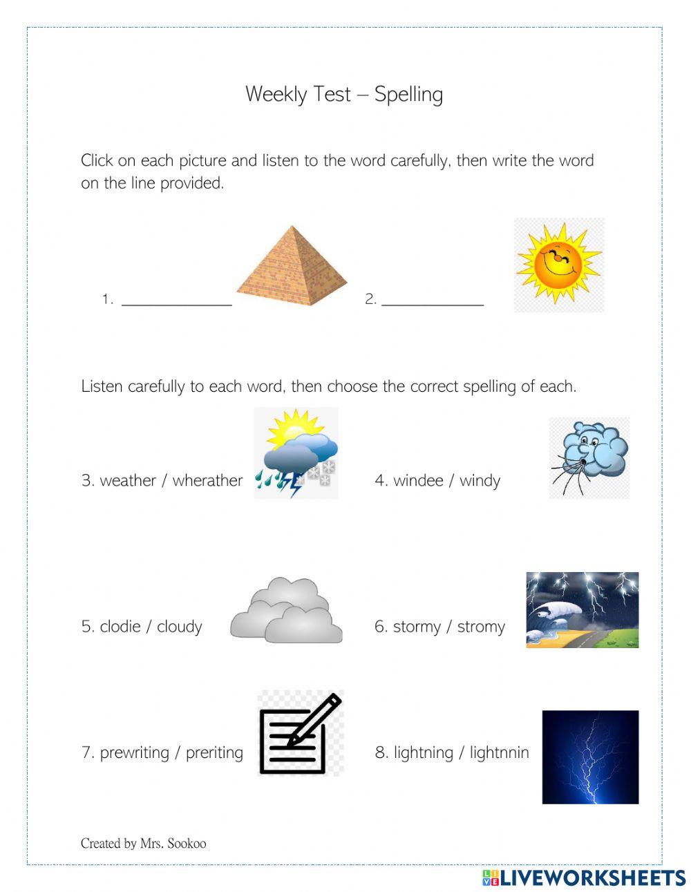 Spelling Test Jan 28th 2022