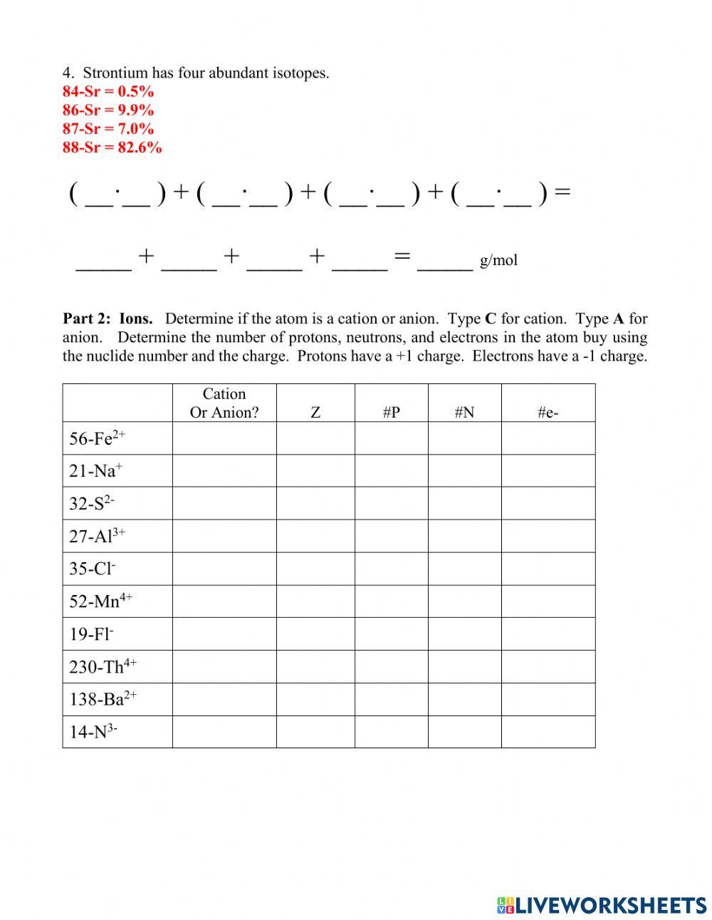 Atomic Mass and Ions