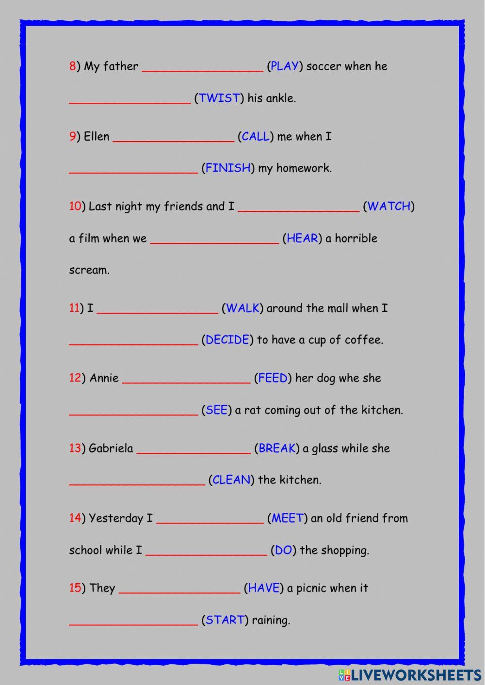 Past simple vs past progressive