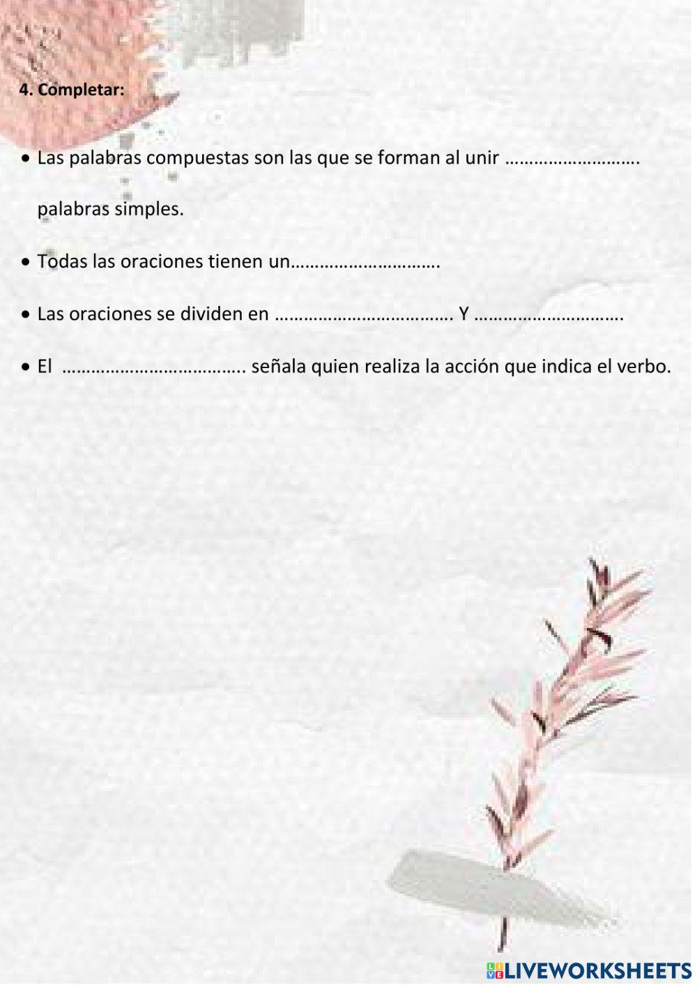 La oración y palabras compuestas