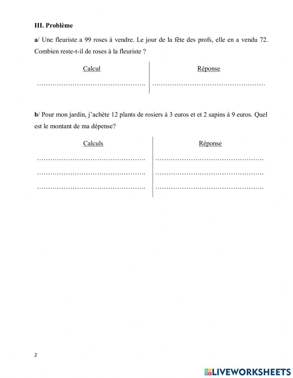 Maths-vacances du Tet