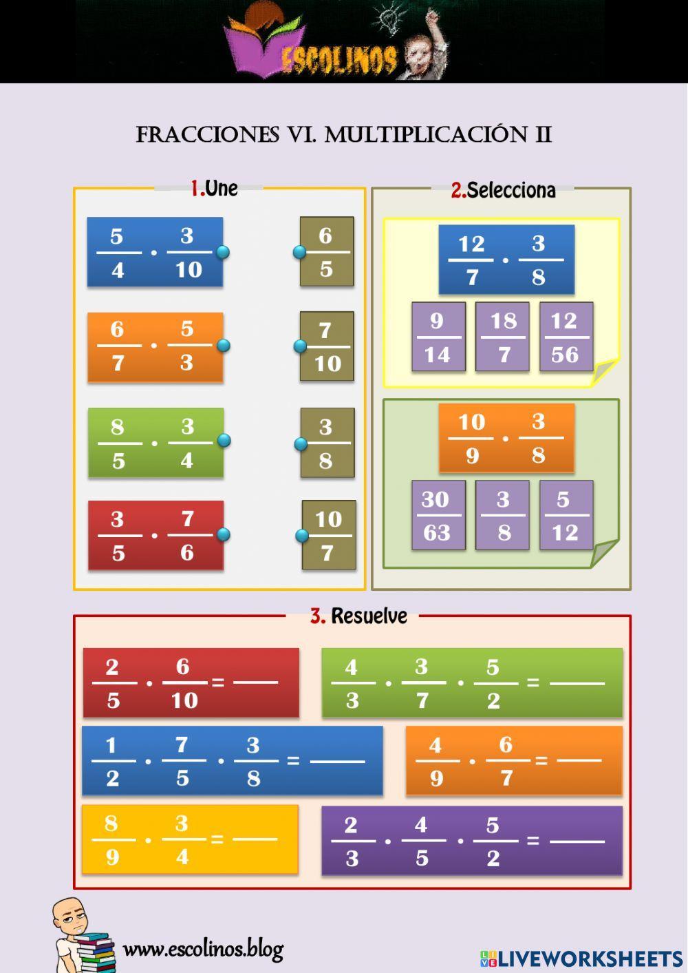 Fracciones VI. Multiplicación II