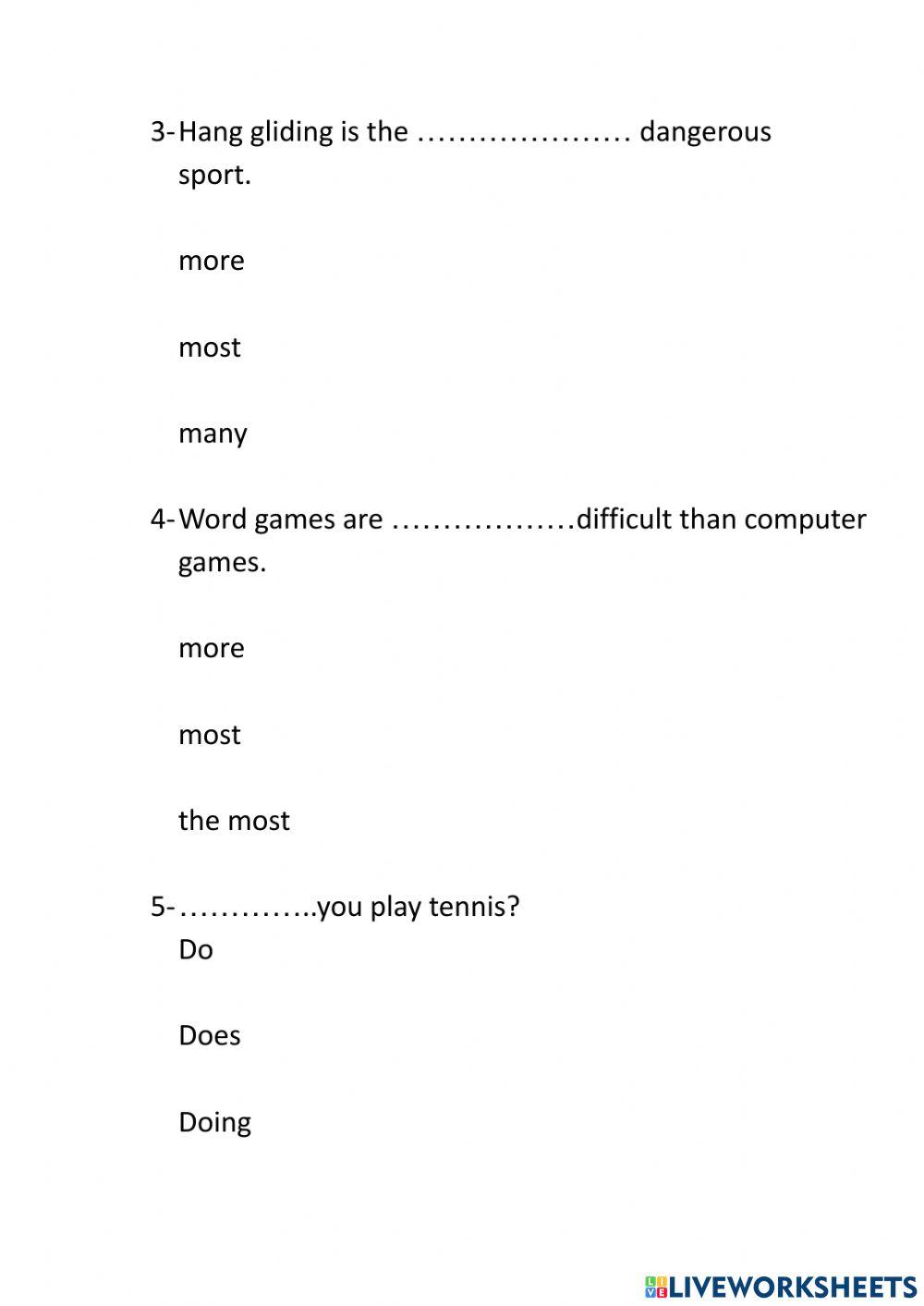 Do- does and adjectives