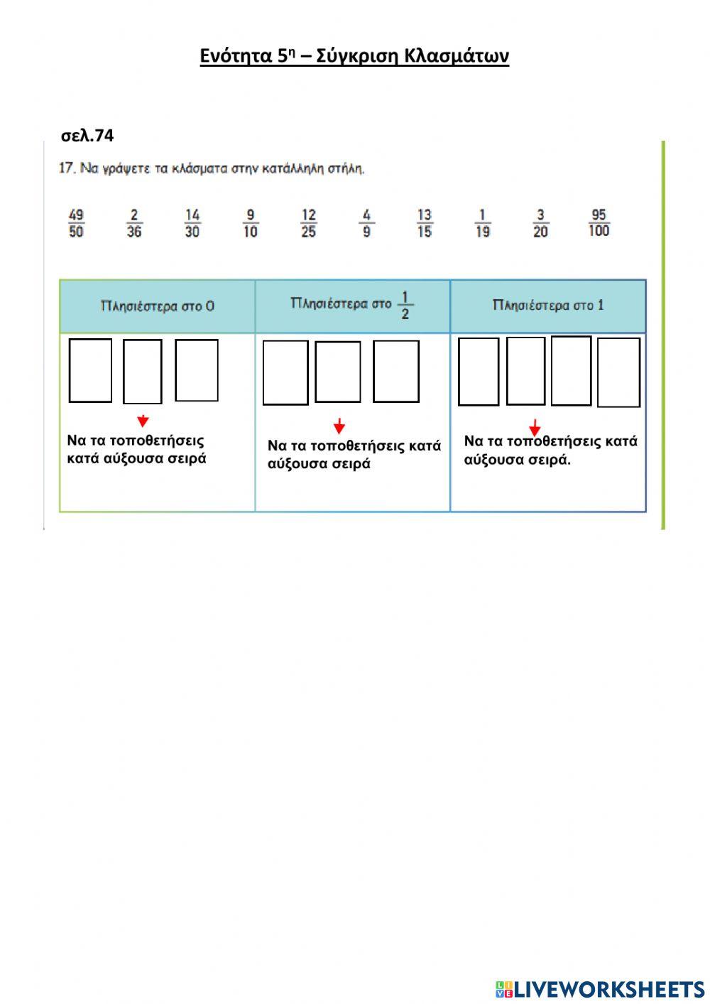 Σύγκριση Κλασμάτων