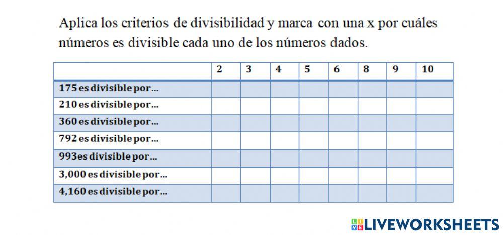 Criterios de divisibilidad