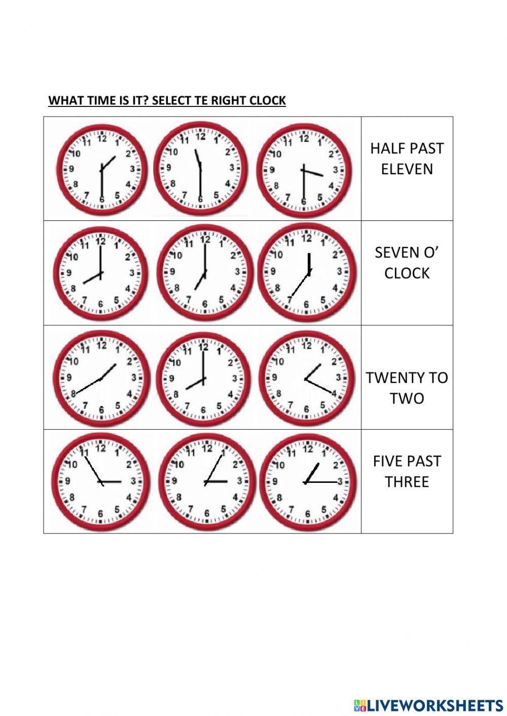 Prepositions of time - telling the time