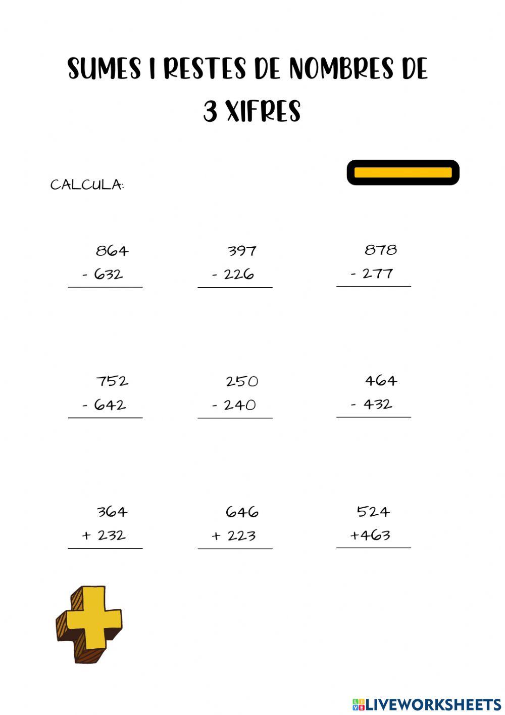 Sumes i restes de nombres de 3 xifres