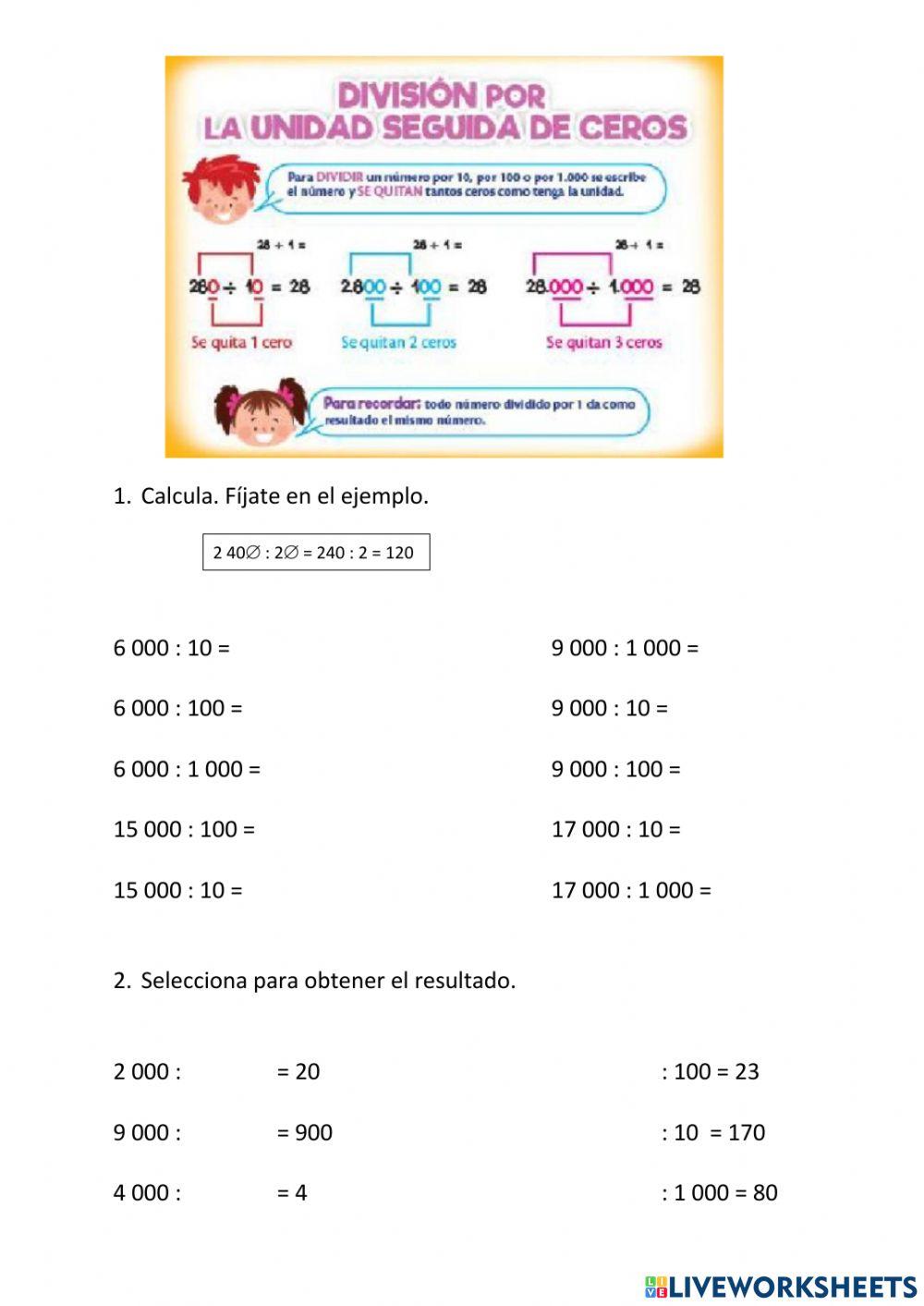 Mutiplicar y dividir seguidos de ceros