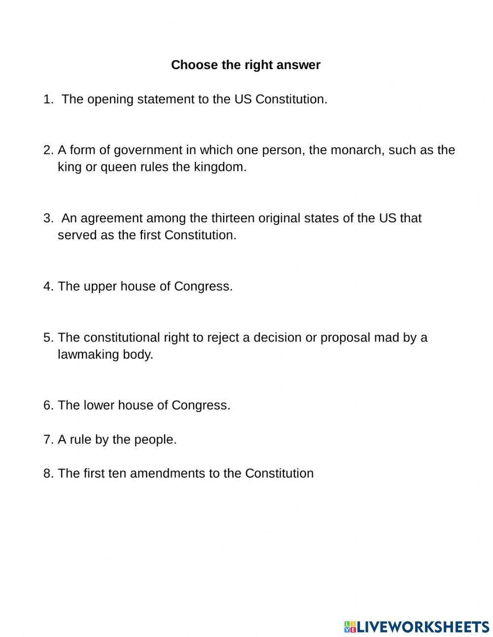 Constitution vocabulary