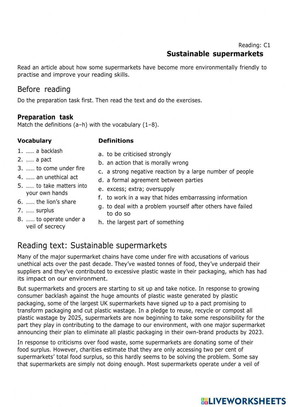Sustainable supermarkets