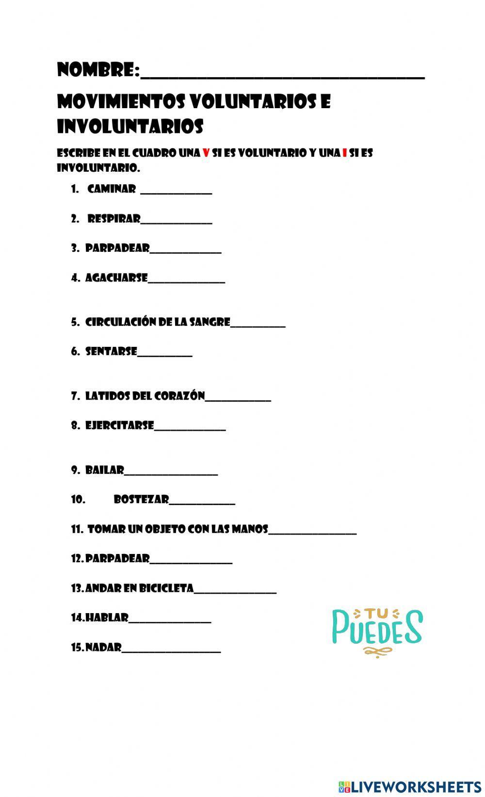 Movimientos voluntarios e involuntarios