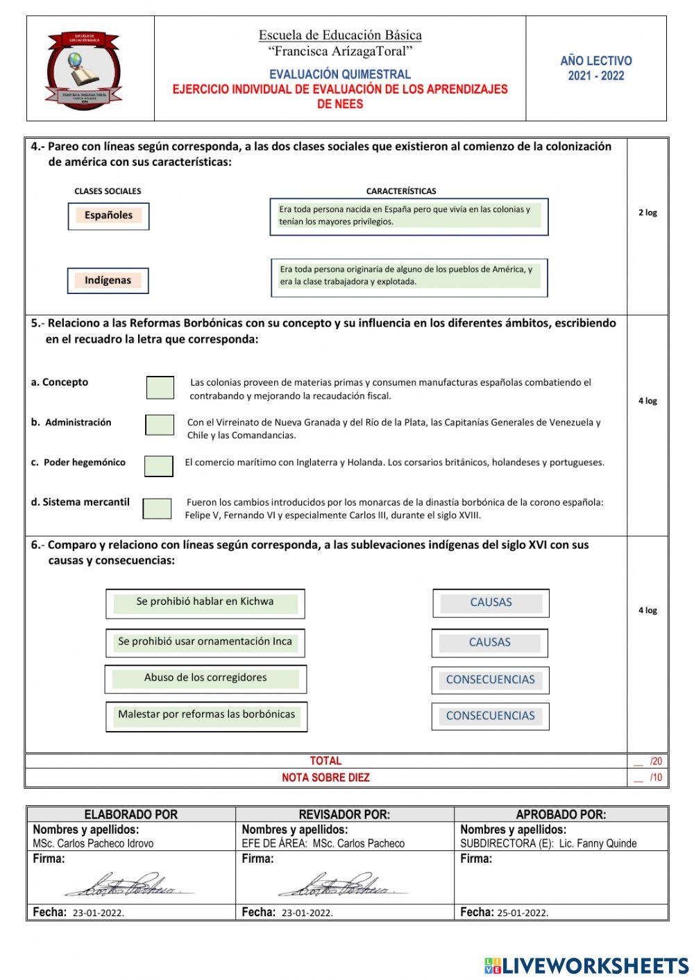 Examen EESS - 1er. Quimestre