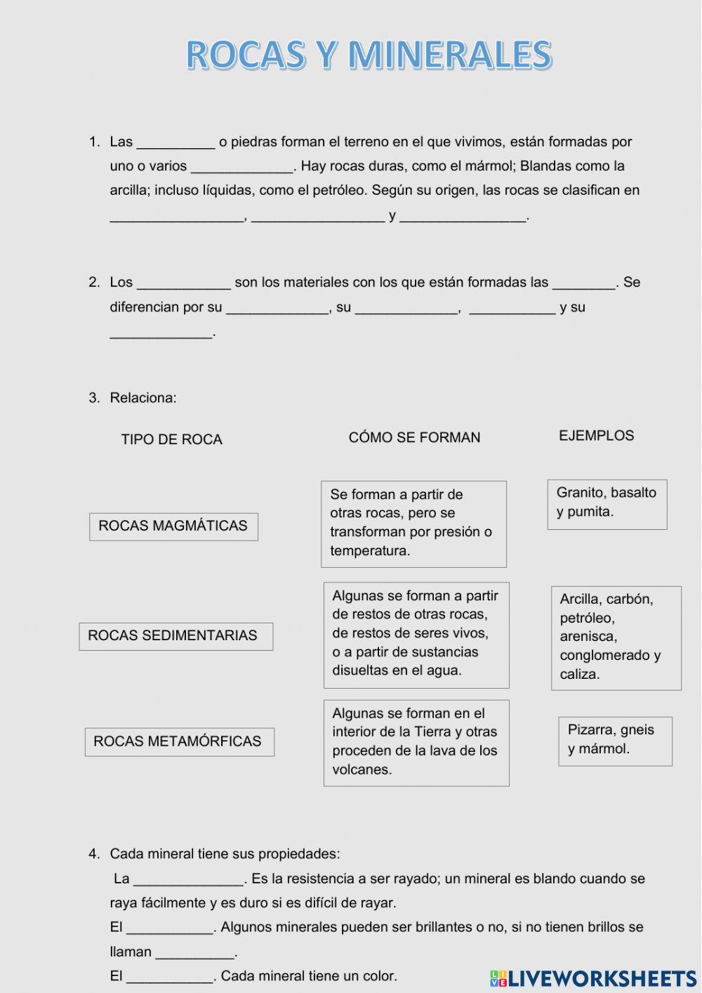 Las rocas y los minerales