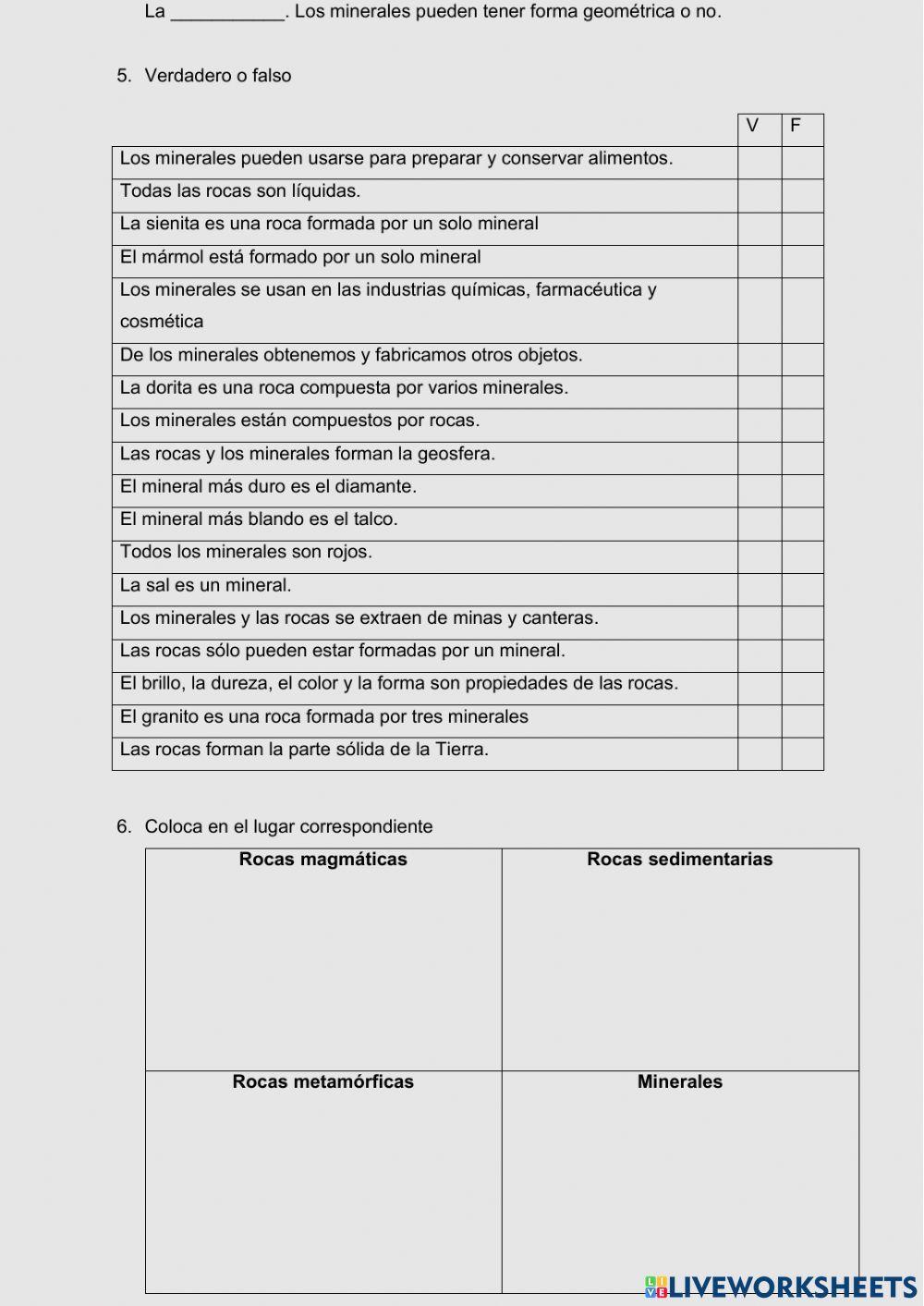 Las rocas y los minerales