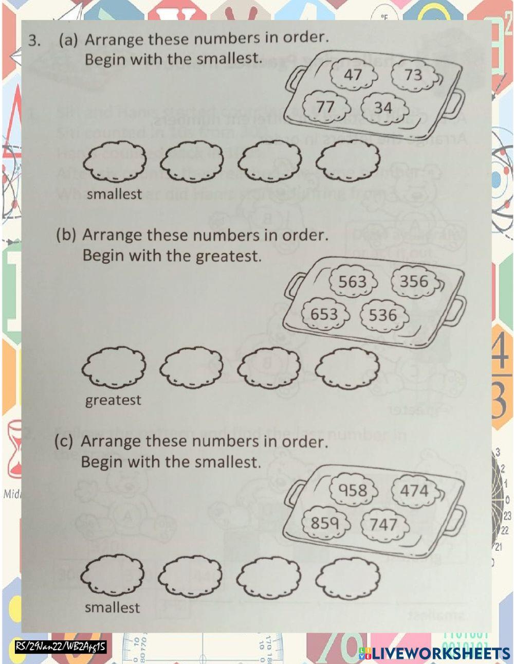 Comparing and ordering numbers
