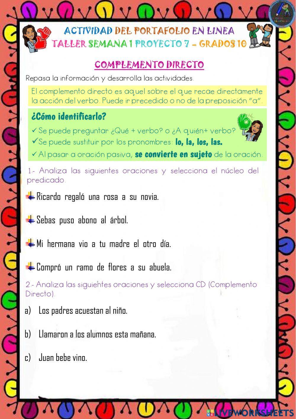 Taller el linea grado 10