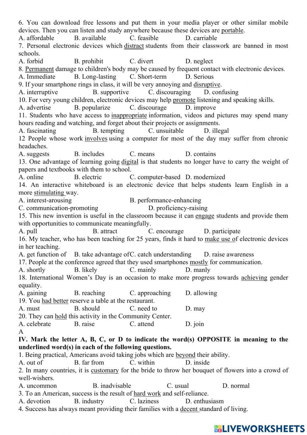 Revision for the second - mid term test ( n01) – grade 10