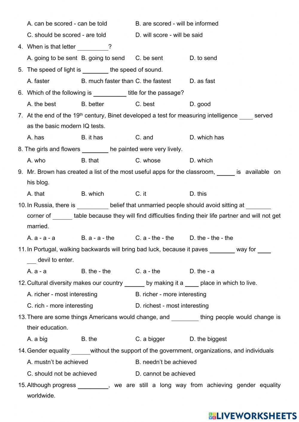 Revision for the second - mid term test ( n02) – grade 10