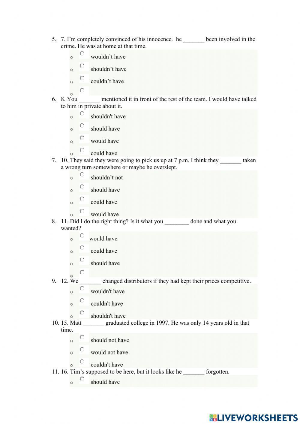 Could -should-would have