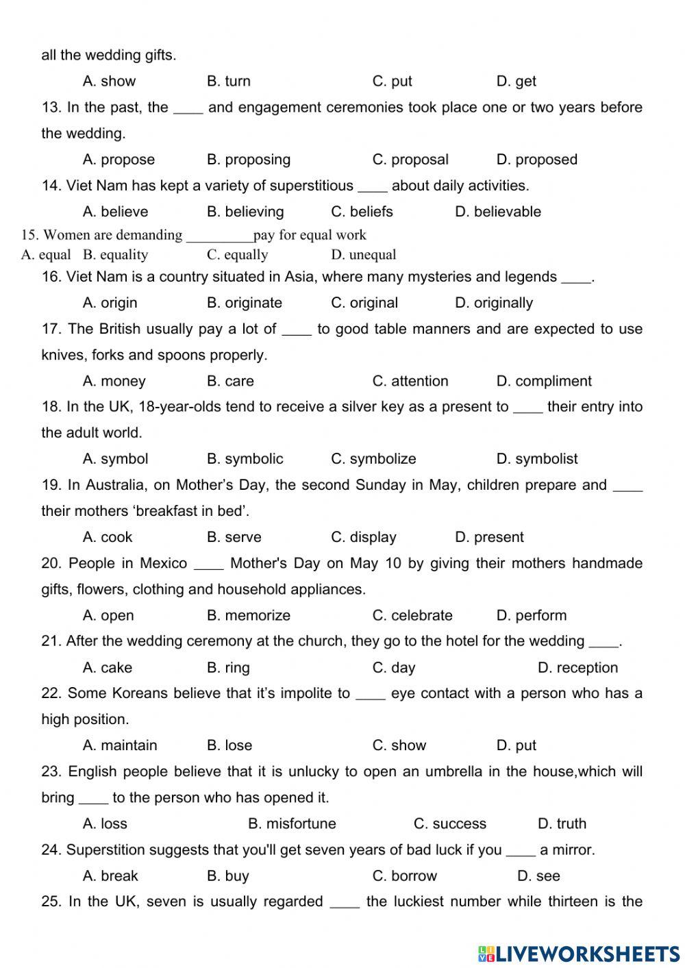 Revision for the second - mid term test ( n03) – grade 10