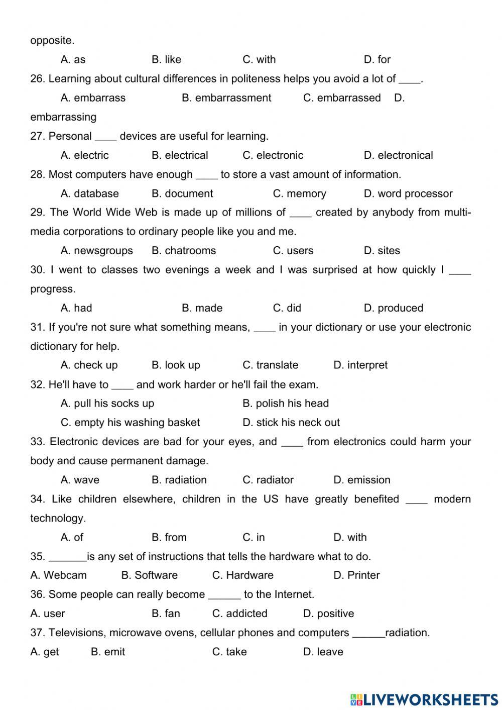 Revision for the second - mid term test ( n03) – grade 10