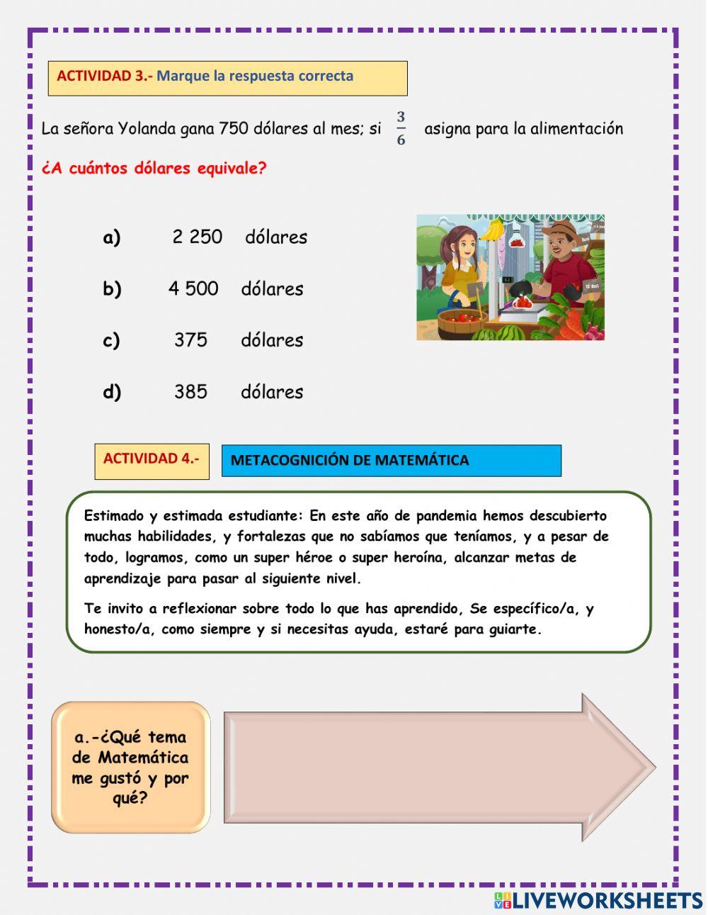 Evaluación de matemática