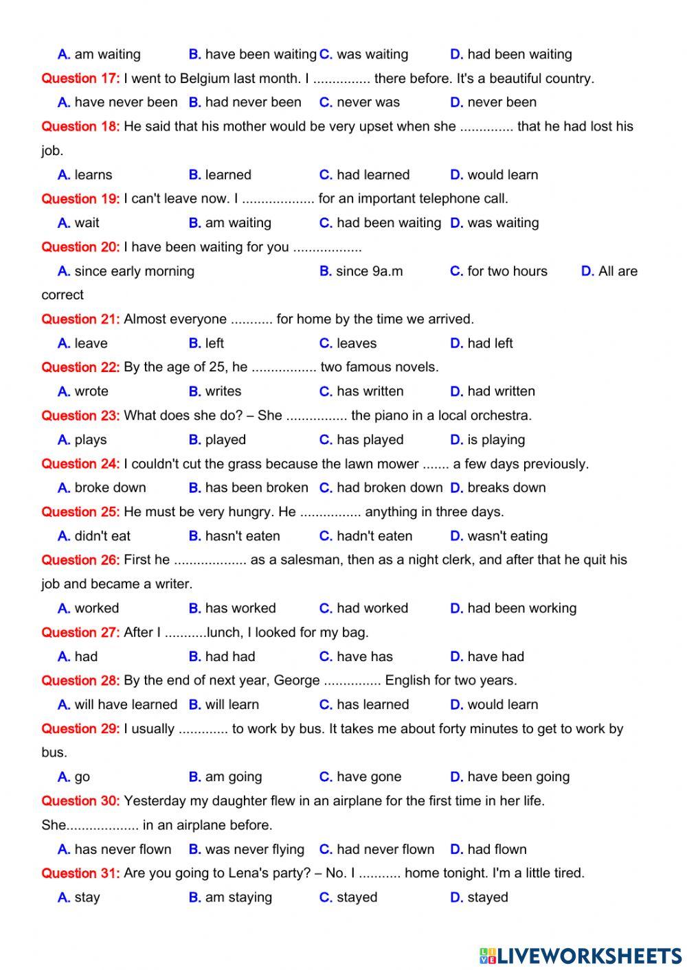 Thì của động từ phần 2