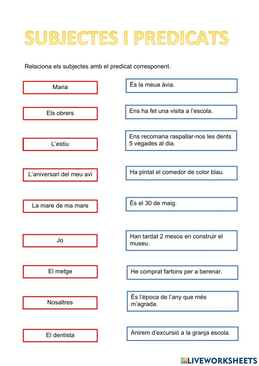 Subjectes i predicats