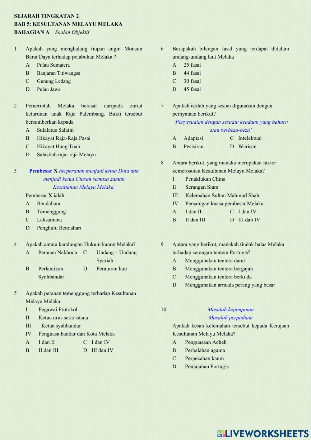 BAB 5:Kesultanan Melayu Melaka