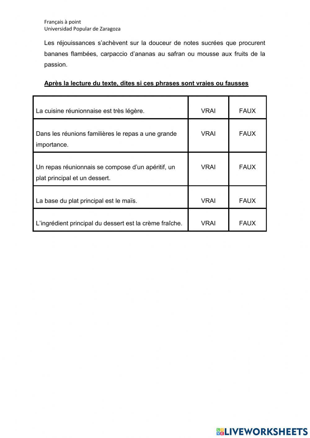 Compréhension écrite et orale