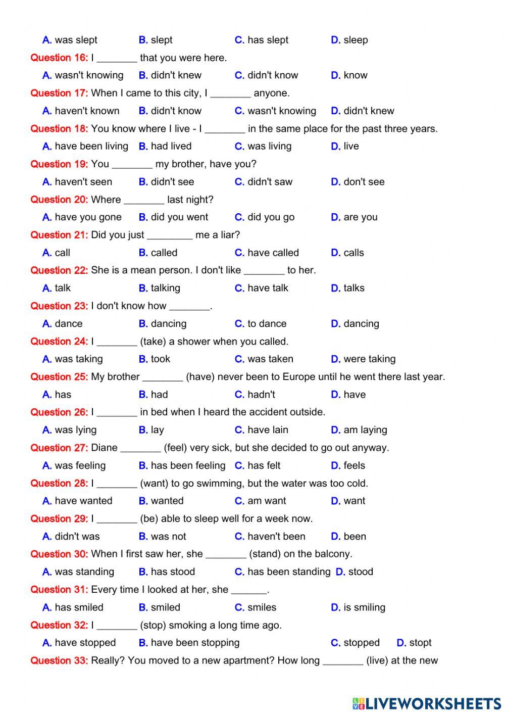 Thì của động từ phần 5