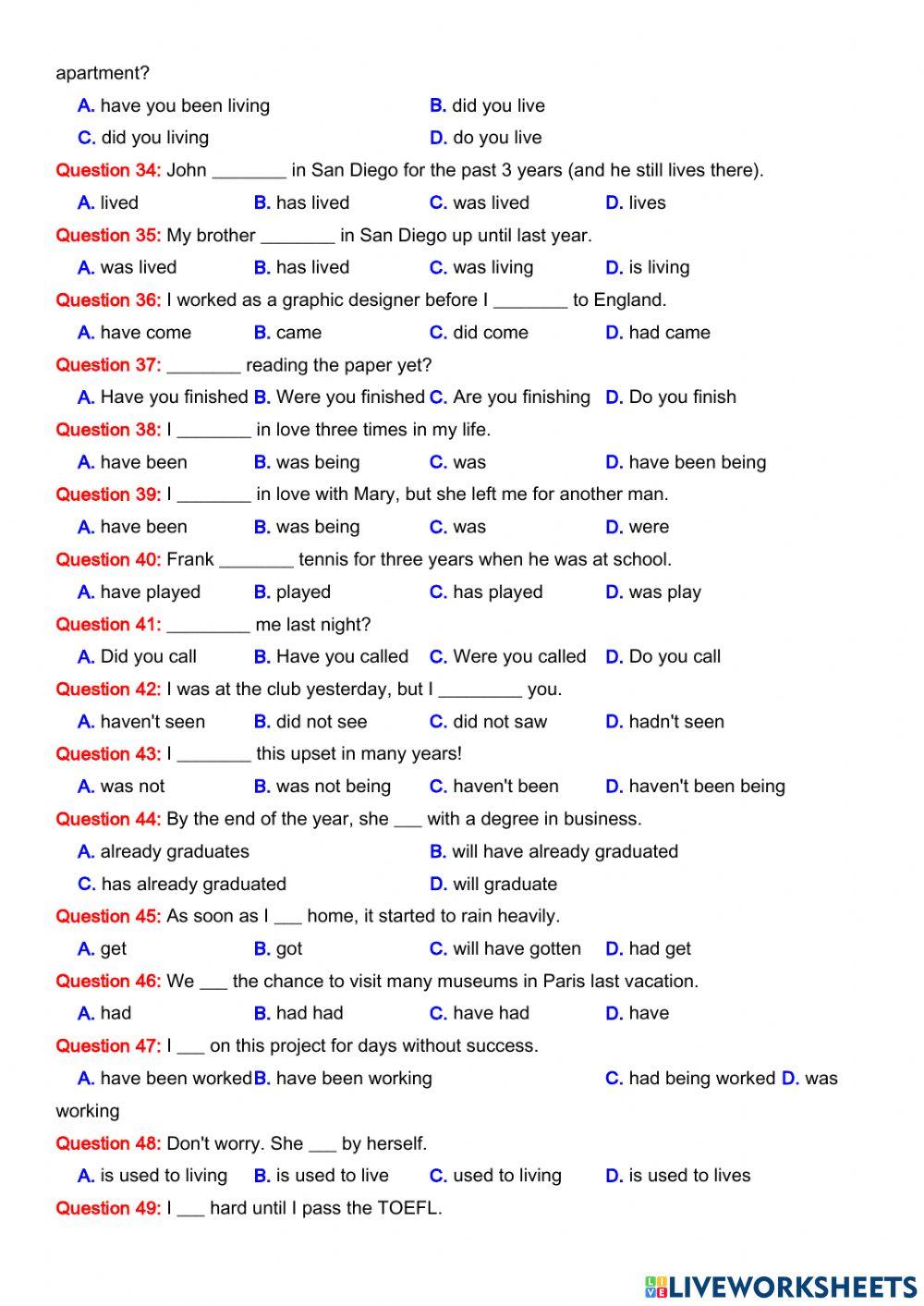 Thì của động từ phần 5