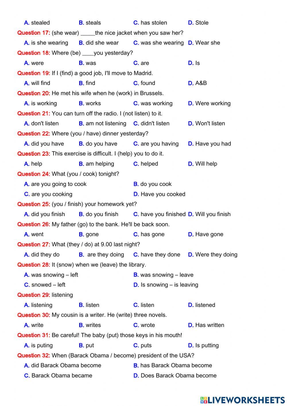 Thì của động từ phần 6