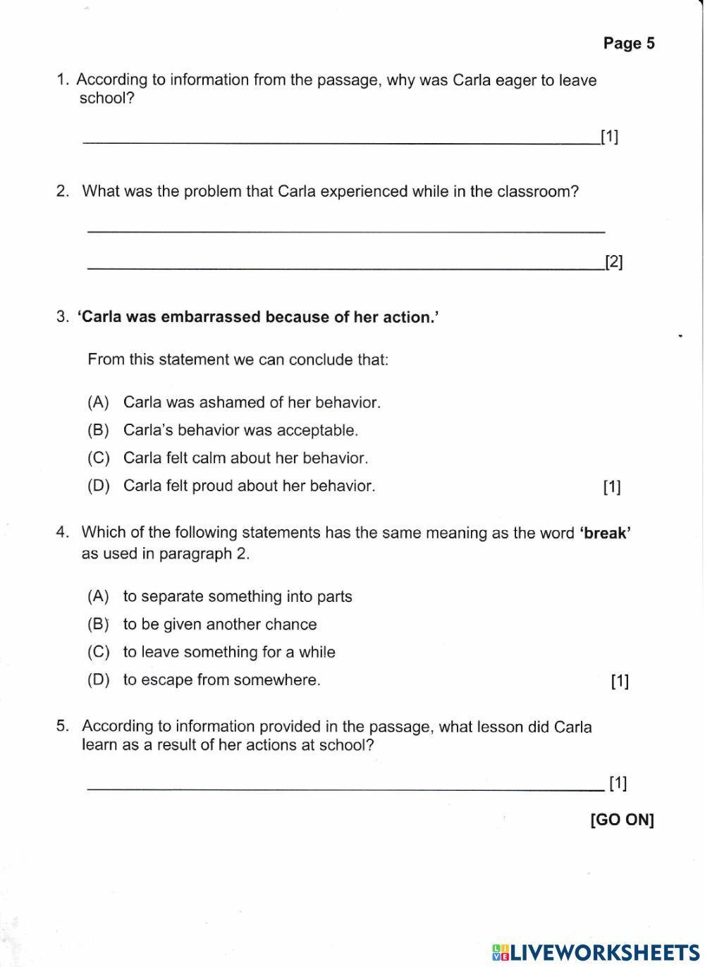 GLAT 3 LANGUAGE ARTS READING COMP 2016 Page 4-6
