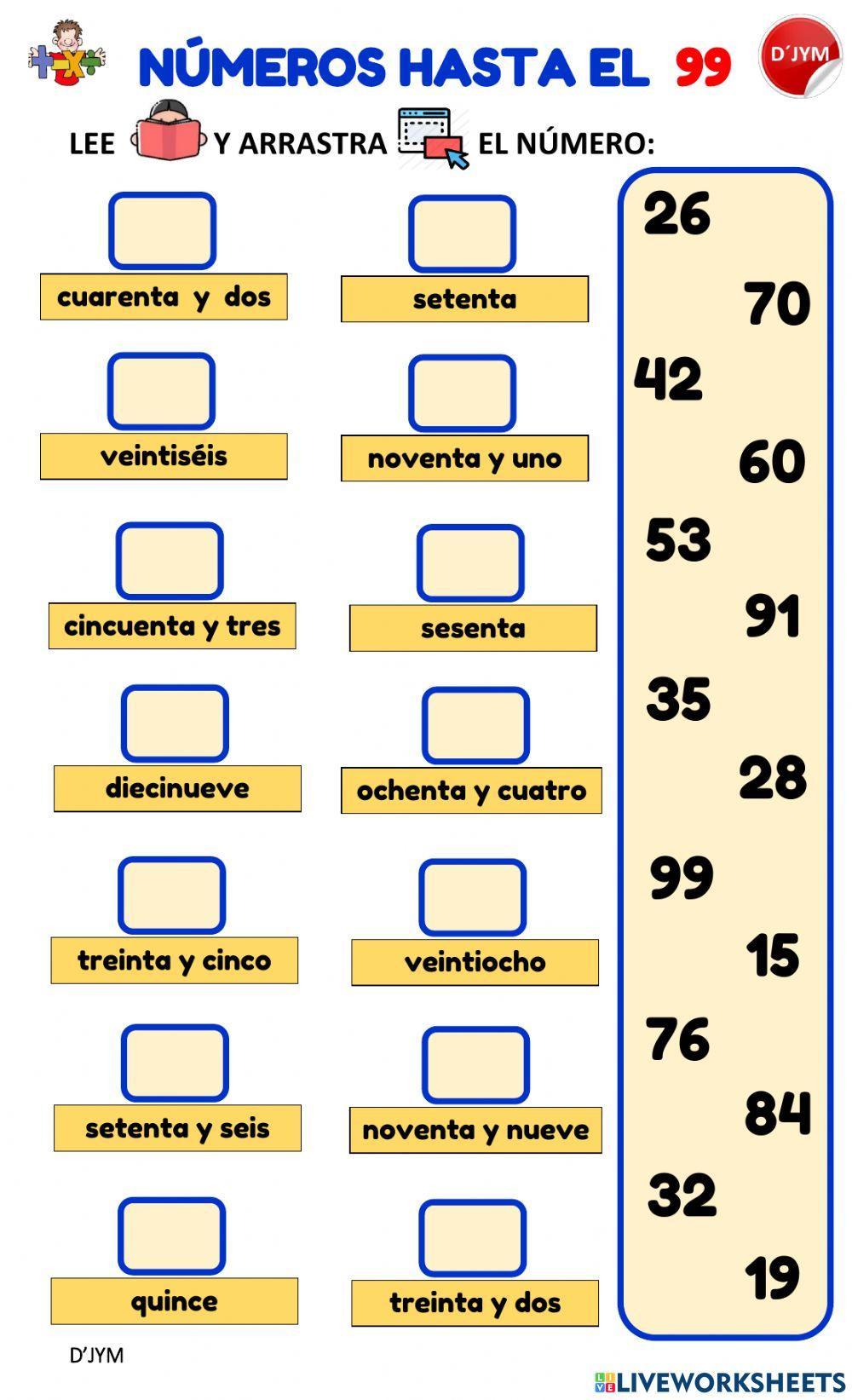 Numeración hasta el 99
