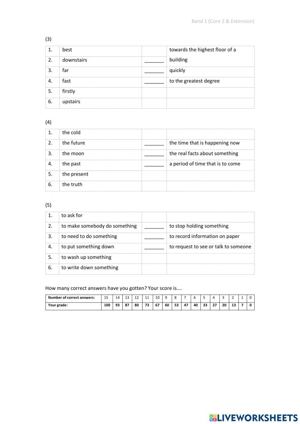 Band 1 (Core 2 & Extension) - Unit 20 - Test