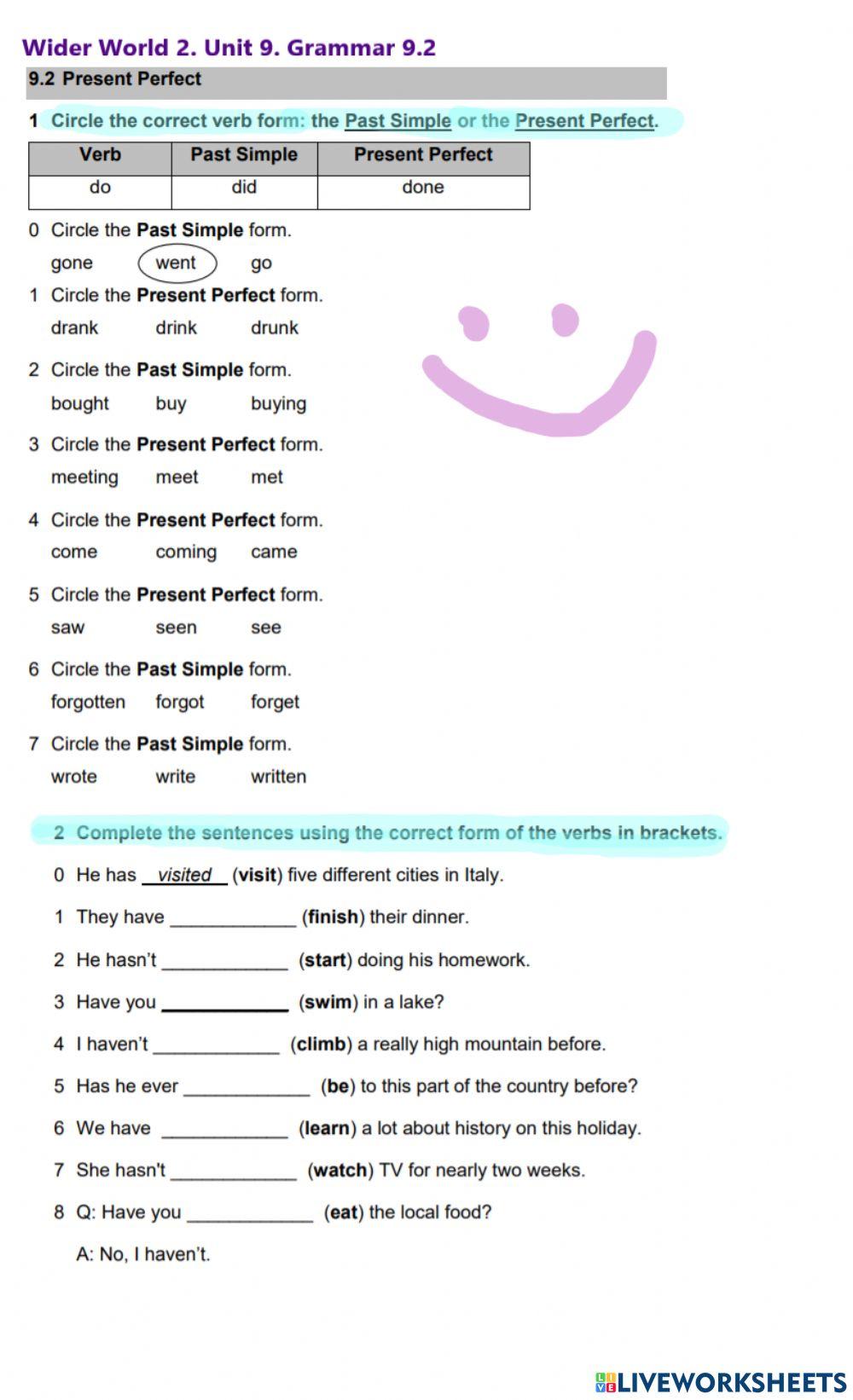 Wider World 2.Unit 9.Grammar 9.2