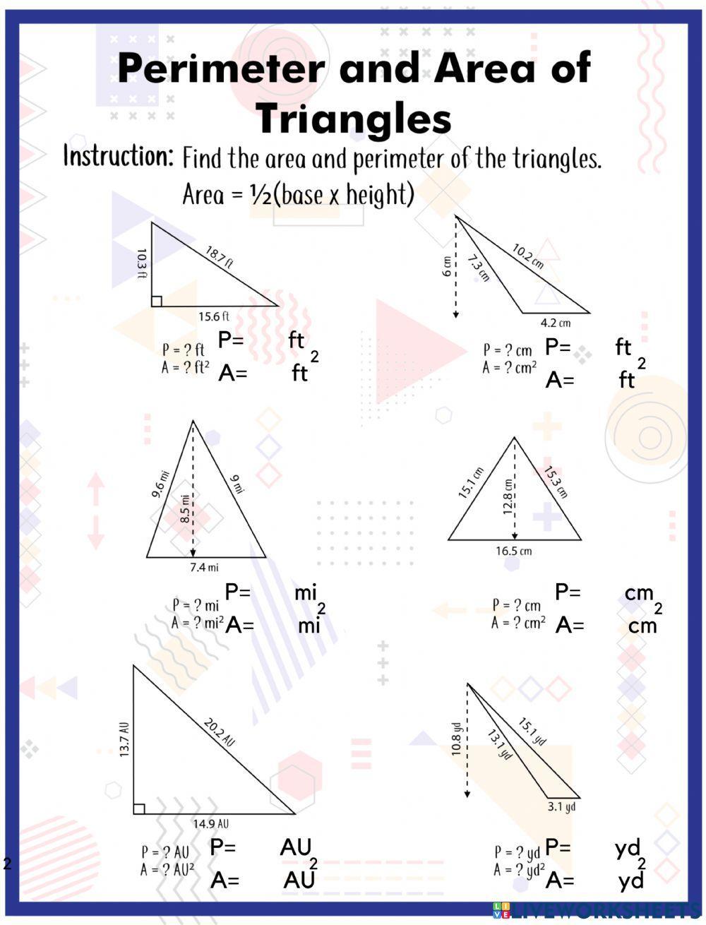 Perimeter and Area of Triangles