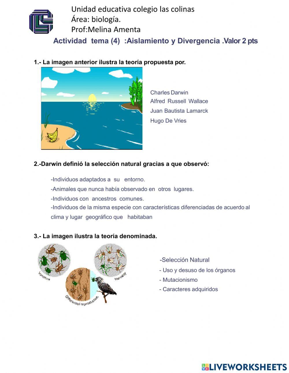 Aislamiento y divergencia de darwin