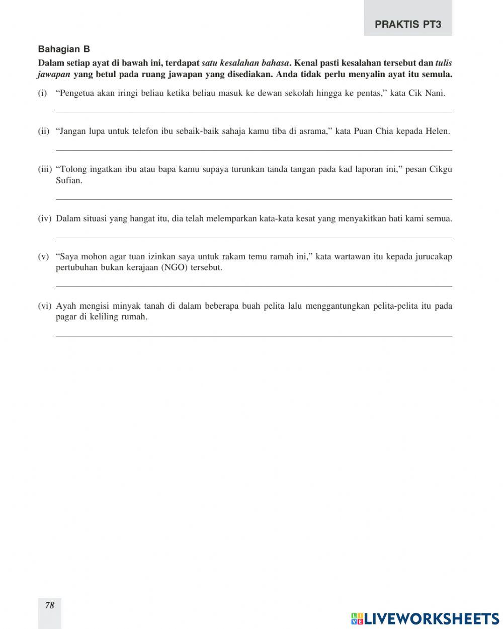 Kesalahan bahasa tingkatan 2