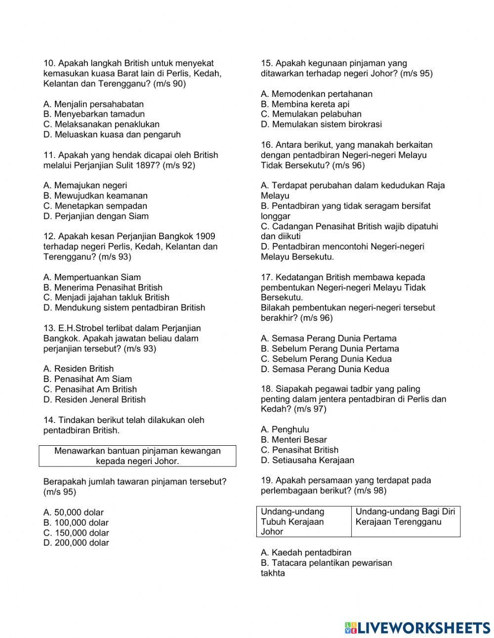 Sejarah tingkatan 3 BAB 4 – PENTADBIRAN NEGERI-NEGERI MELAYU TIDAK BERSEKUTU