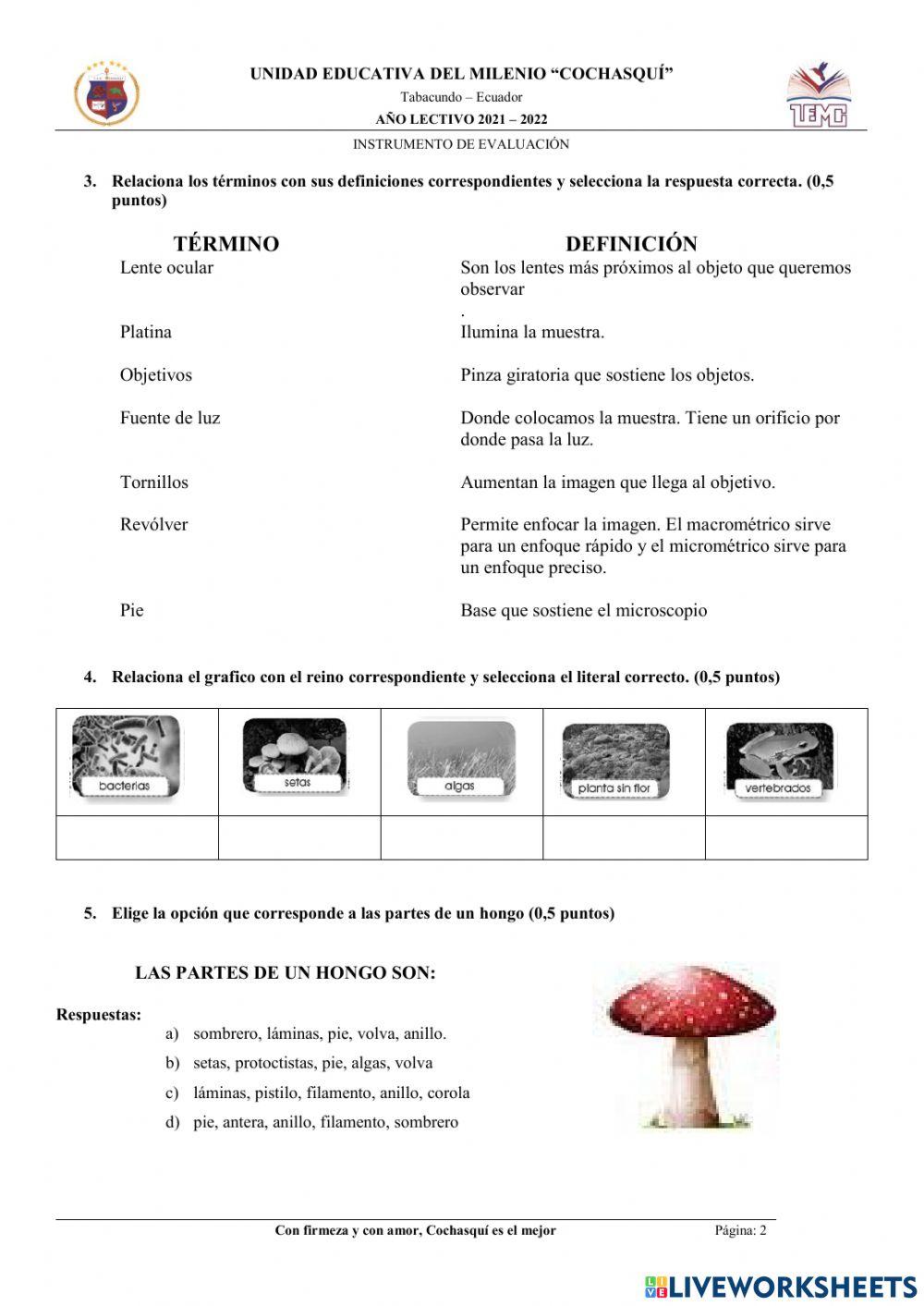 Examen de ciencias naturales 7mo