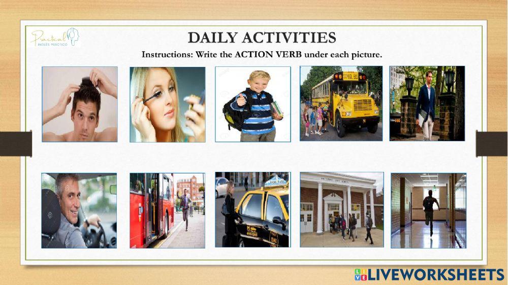 VOCABULARY TEST - Daily activities - part 1